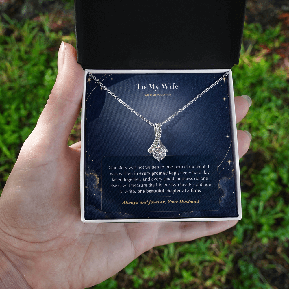 To My Wife Necklace from Husband – Alluring Beauty Pendant with Written Together Message Card & Gift Box