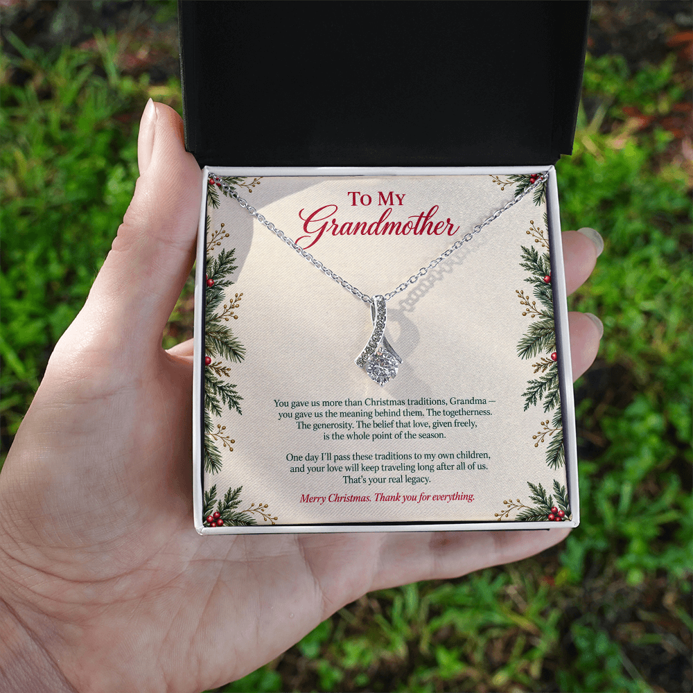 To My Grandmother Necklace – Alluring Beauty Pendant with Merry Christmas Message Card & Gift Box
