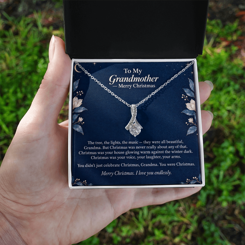To My Grandmother Necklace – Alluring Beauty Pendant with Merry Christmas Message Card & Gift Box