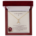 To Daughter Necklace from Mom – Alluring Beauty Pendant with Favorite People Message Card & Gift Box