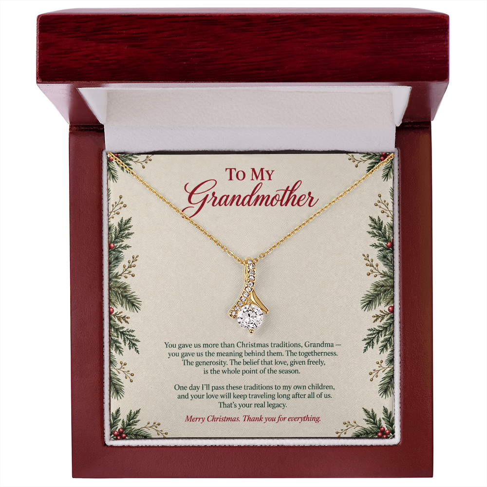 To My Grandmother Necklace – Alluring Beauty Pendant with Merry Christmas Message Card & Gift Box