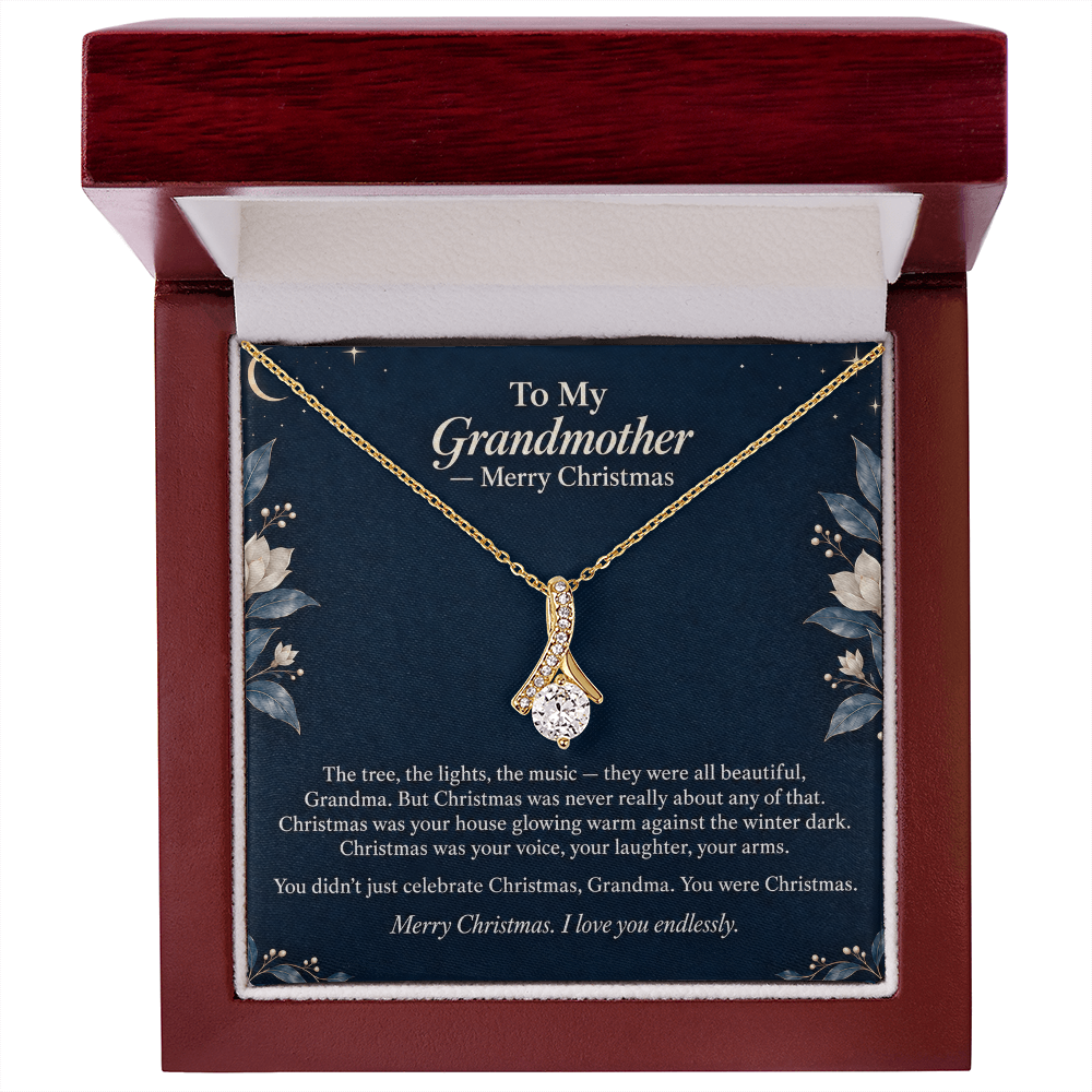 To My Grandmother Necklace – Alluring Beauty Pendant with Merry Christmas Message Card & Gift Box