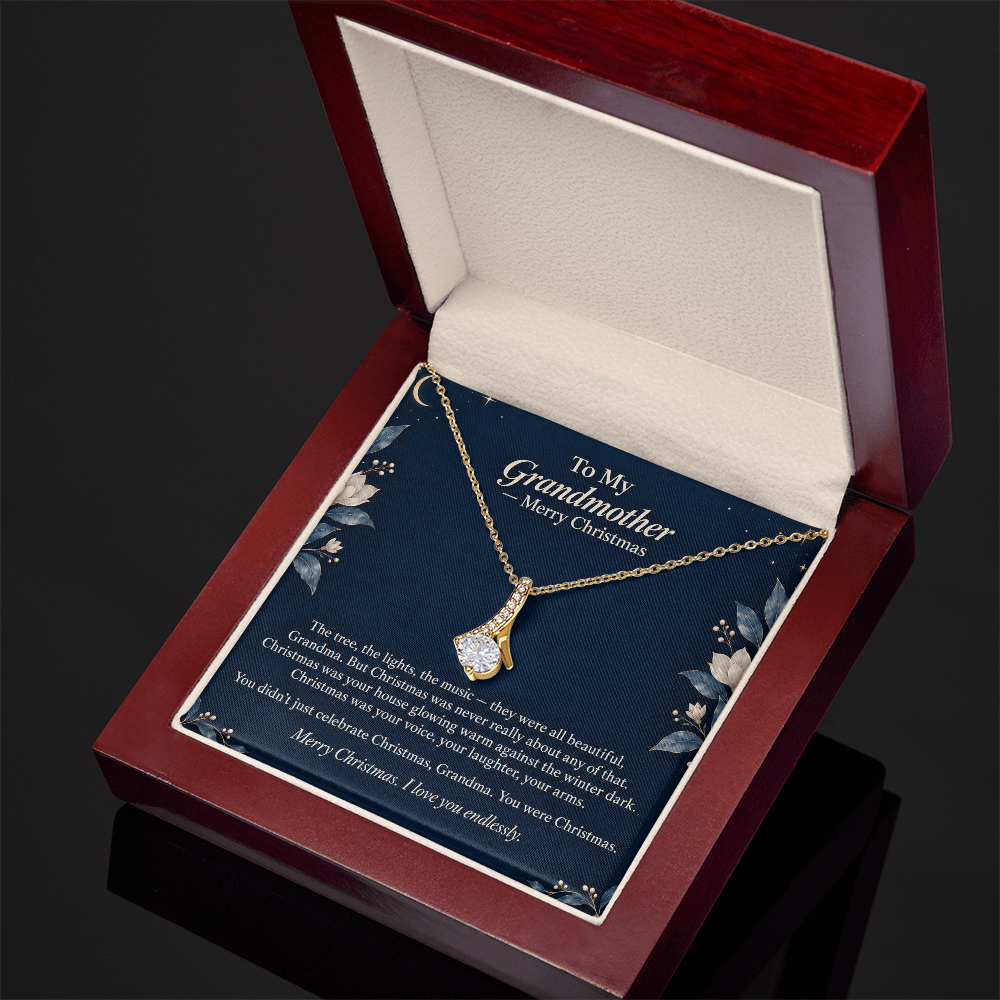 To My Grandmother Necklace – Alluring Beauty Pendant with Merry Christmas Message Card & Gift Box