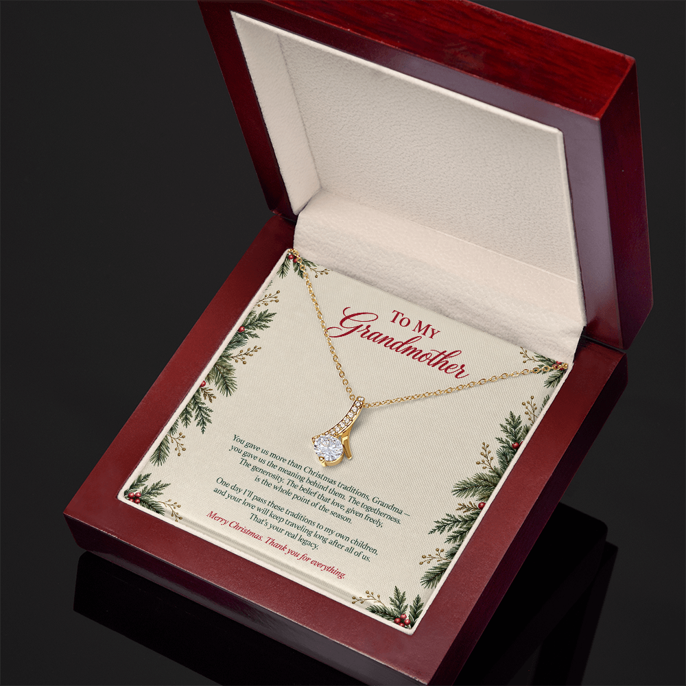 To My Grandmother Necklace – Alluring Beauty Pendant with Merry Christmas Message Card & Gift Box