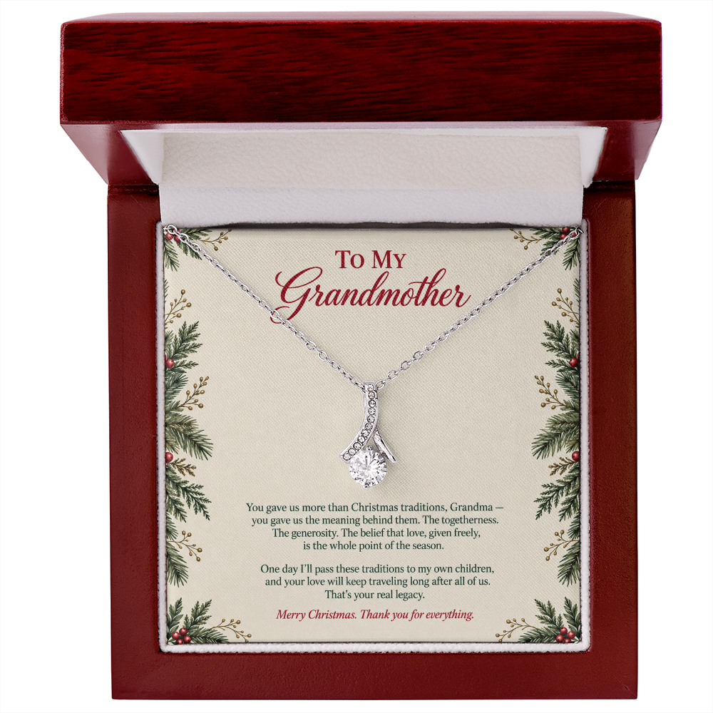 To My Grandmother Necklace – Alluring Beauty Pendant with Christmas Traditions Message Card & Gift Box