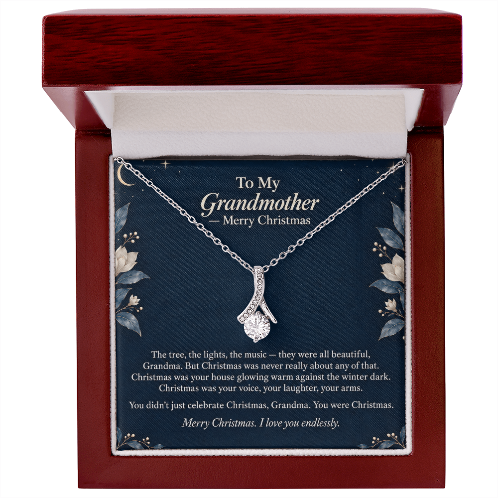 To My Grandmother Necklace – Alluring Beauty Pendant with Merry Christmas Message Card & Gift Box