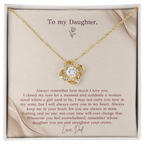 To My Daughter Necklace from Dad – Love Knot Pendant with Straighten Your Crown Message Card & Gift Box