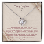 To My Daughter Necklace from Dad – Love Knot Pendant with Straighten Your Crown Message Card & Gift Box