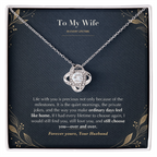 To My Wife Necklace from Husband – Love Knot Pendant with In Every Lifetime Message Card & Gift Box