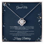 To My Grandma Necklace – Love Knot Pendant with Happy Birthday Message Card & Gift Box