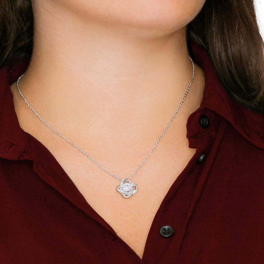 To My Daughter Necklace from Dad – Love Knot Pendant with Straighten Your Crown Message Card & Gift Box