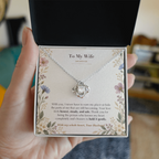 To My Wife Necklace from Husband – Love Knot Pendant with Safe With You Message Card & Gift Box