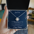 To My Grandma Necklace – Love Knot Pendant with Happy Birthday Message Card & Gift Box