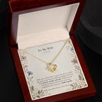 To My Wife Necklace from Husband – Love Knot Pendant with Safe With You Message Card & Gift Box