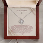 To My Daughter Necklace from Dad – Love Knot Pendant with Straighten Your Crown Message Card & Gift Box