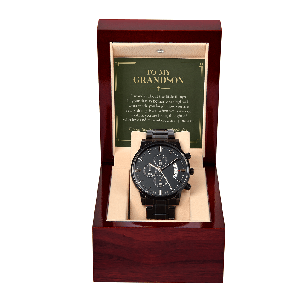 To My Grandson Chronograph Watch – "Every Single Day" Message Card & Luxury Gift Box, Gift for Grandson