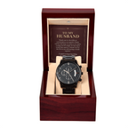 To My Husband Chronograph Watch – "Keep Learning to Love You" Message Card & Luxury Gift Box, Christian Faith Gift for Husband