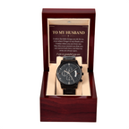 To My Husband Chronograph Watch – "Grateful for You" Message Card & Luxury Gift Box, Christian Faith Gift for Husband