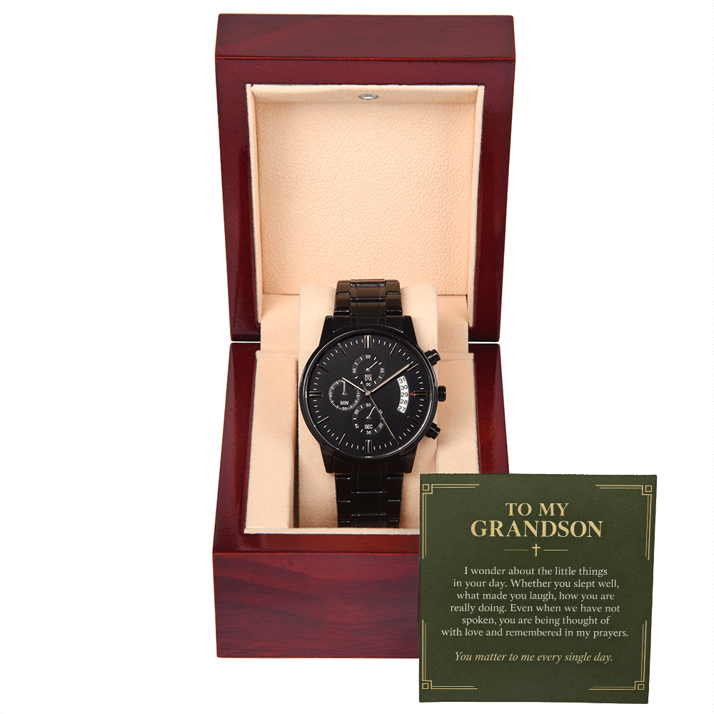 To My Grandson Chronograph Watch – "Every Single Day" Message Card & Luxury Gift Box, Gift for Grandson