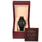 To My Husband Chronograph Watch – "Keep Learning to Love You" Message Card & Luxury Gift Box, Christian Faith Gift for Husband