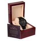To My Husband Chronograph Watch – "Peace Today" Message Card & Luxury Gift Box, Christian Faith Gift for Husband