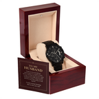 To My Husband Chronograph Watch – "Keep Learning to Love You" Message Card & Luxury Gift Box, Christian Faith Gift for Husband