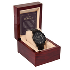 To My Husband Chronograph Watch – "Peace Today" Message Card & Luxury Gift Box, Christian Faith Gift for Husband