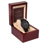 To My Husband Chronograph Watch – "Keep Learning to Love You" Message Card & Luxury Gift Box, Christian Faith Gift for Husband