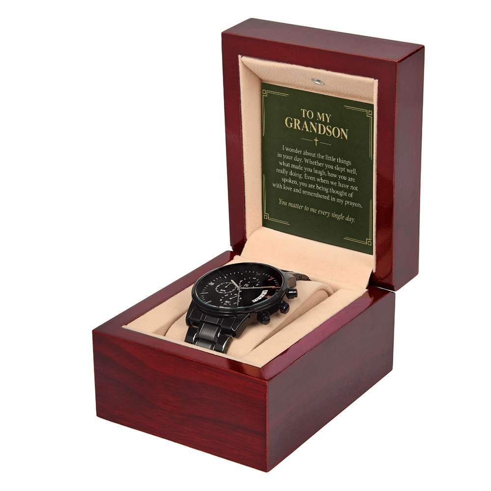 To My Grandson Chronograph Watch – "Every Single Day" Message Card & Luxury Gift Box, Gift for Grandson
