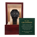 To My Grandson Chronograph Watch – "So Beautiful" Message Card & Luxury Gift Box, Gift for Grandson