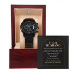 To My Husband Chronograph Watch – "Quiet Prayer" Message Card & Luxury Gift Box, Christian Faith Gift for Husband