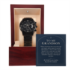 To My Grandson Chronograph Watch – "Beyond This Moment" Message Card & Luxury Gift Box, Gift for Grandson