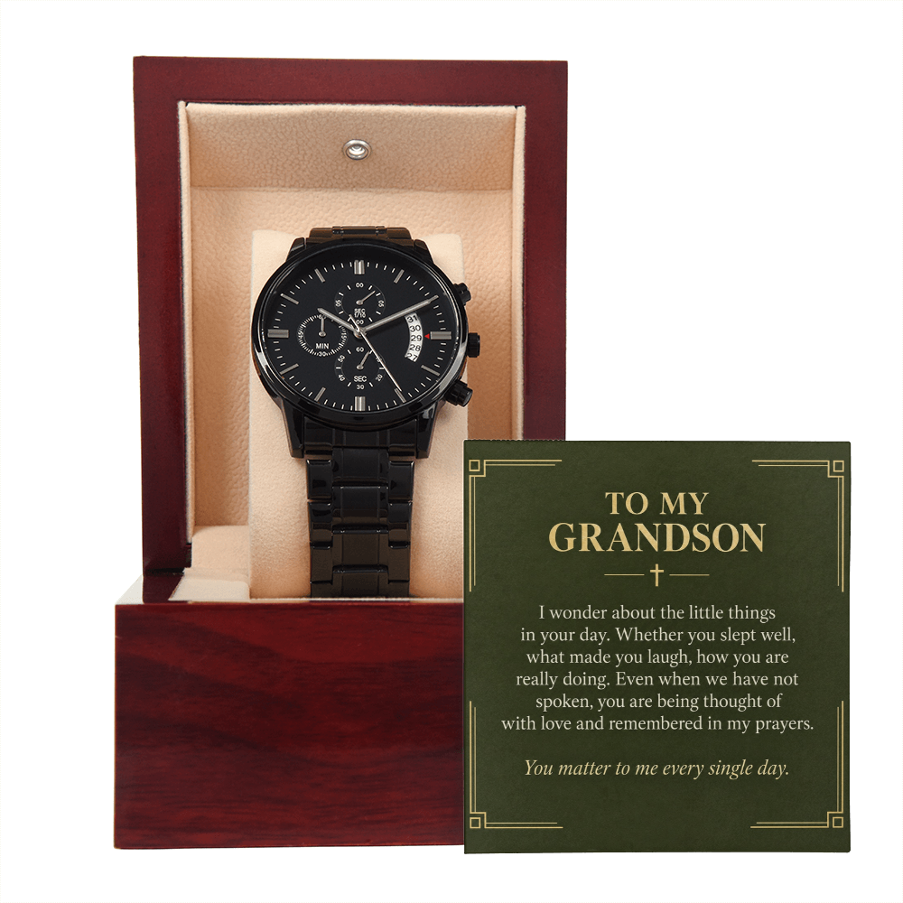 To My Grandson Chronograph Watch – "Every Single Day" Message Card & Luxury Gift Box, Gift for Grandson