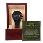 To My Grandson Chronograph Watch – "Every Single Day" Message Card & Luxury Gift Box, Gift for Grandson
