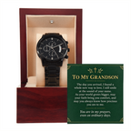 To My Grandson Chronograph Watch – "Ordinary Days" Message Card & Luxury Gift Box, Gift for Grandson