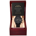 To My Husband Chronograph Watch – "Quiet Prayer" Message Card & Luxury Gift Box, Christian Faith Gift for Husband