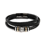 To My Son Bracelet – Men's Braided Leather Bracelet with Inspirational Message Card & Gift Box, Encouragement Gift for Son