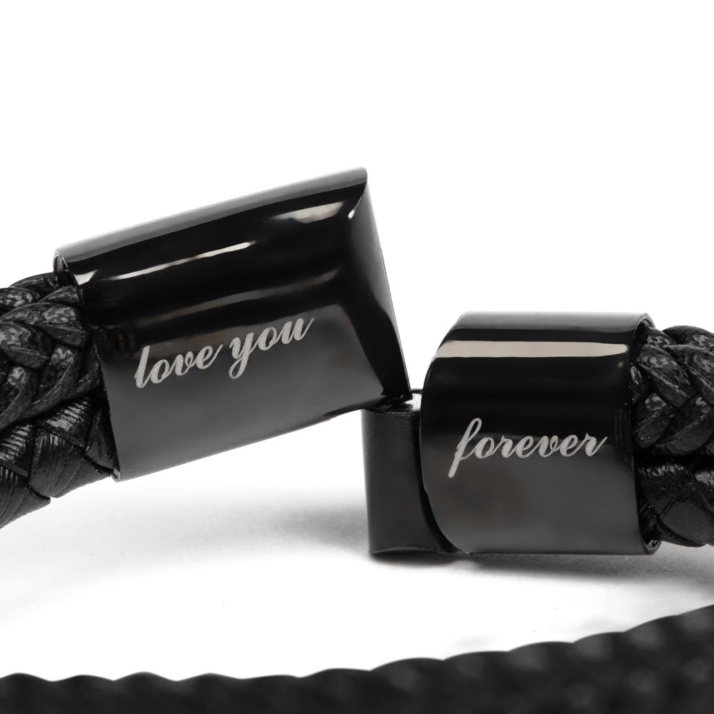 To My Son Bracelet – Men's Braided Leather Bracelet with Inspirational Message Card & Gift Box, Encouragement Gift for Son