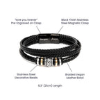 To My Son Bracelet – Men's Braided Leather Bracelet with Inspirational Message Card & Gift Box, Encouragement Gift for Son