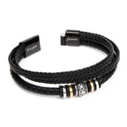 To My Son Bracelet – Men's Braided Leather Bracelet with Inspirational Message Card & Gift Box, Encouragement Gift for Son