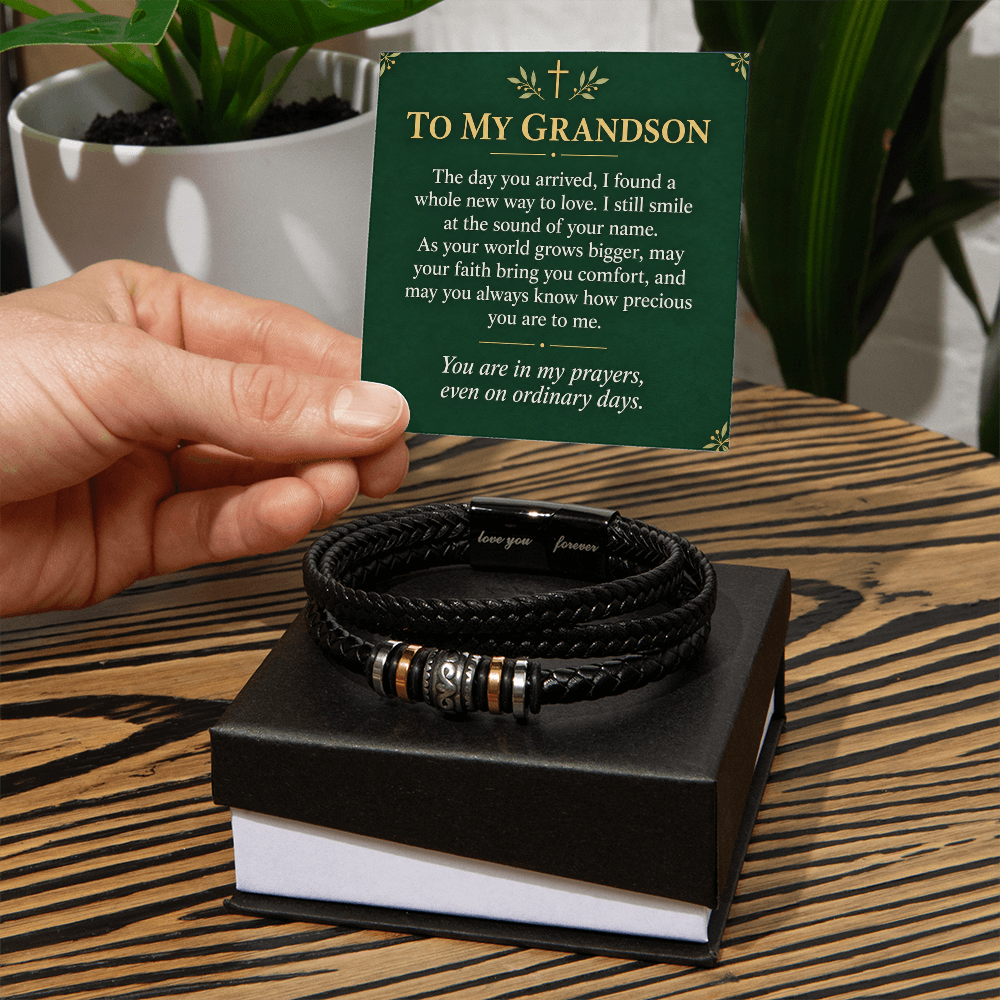 To My Grandson Love You Forever Bracelet – "Ordinary Days" Message Card & Gift Box, Gift for Grandson