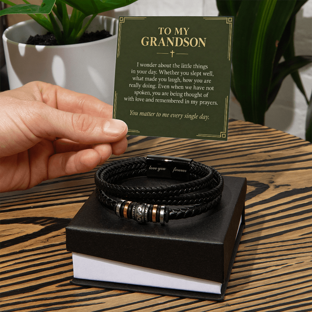 To My Grandson Love You Forever Bracelet – "Every Single Day" Message Card & Gift Box, Gift for Grandson