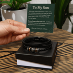 To My Son Love You Forever Bracelet – "Beyond Distance" Message Card & Gift Box, Inspirational Gift for Son