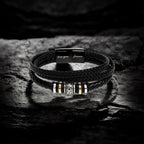 To My Son Bracelet – Men's Braided Leather Bracelet with Inspirational Message Card & Gift Box, Encouragement Gift for Son