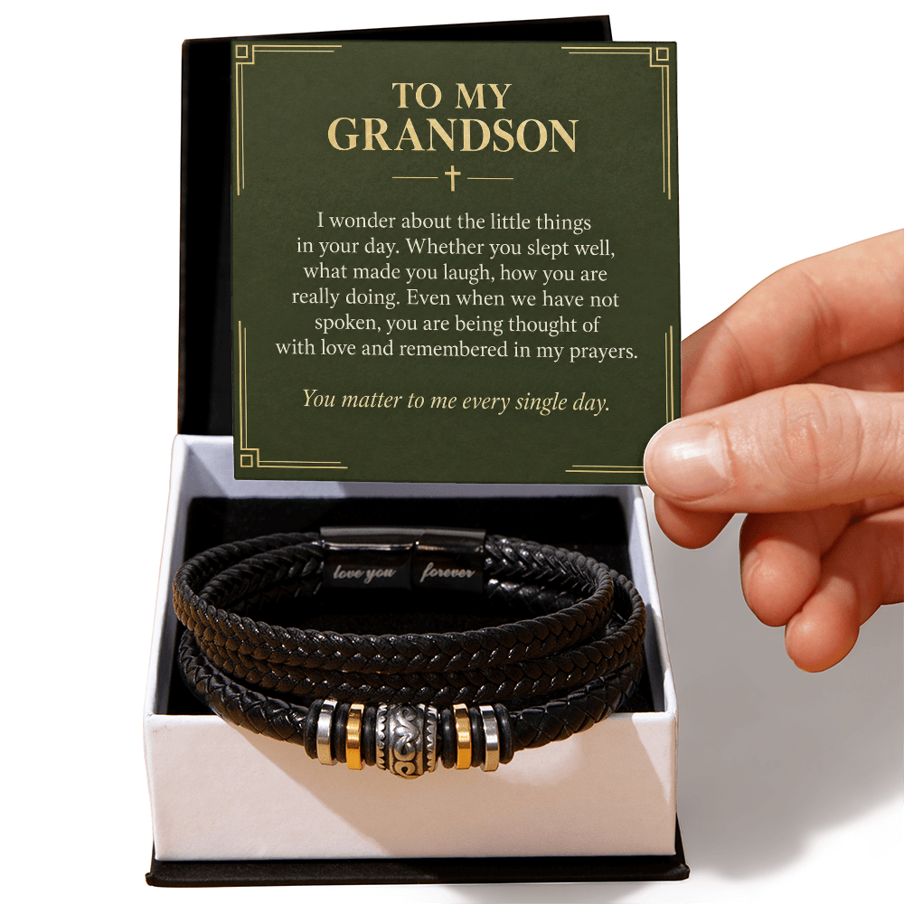 To My Grandson Love You Forever Bracelet – "Every Single Day" Message Card & Gift Box, Gift for Grandson