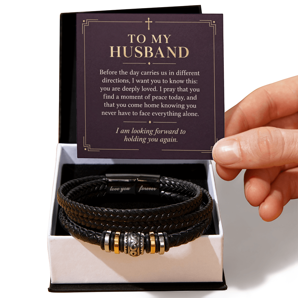 To My Husband Love You Forever Bracelet – "Peace Today" Message Card & Gift Box, Christian Faith Gift for Husband