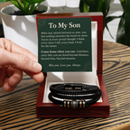 To My Son Love You Forever Bracelet – "Beyond Distance" Message Card & Gift Box, Inspirational Gift for Son