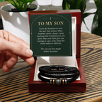 To My Son Love You Forever Bracelet – "Makes Me Proud" Message Card & Gift Box, Christian Faith Gift for Son