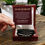 To My Husband Love You Forever Bracelet – "Grateful for You" Message Card & Gift Box, Christian Faith Gift for Husband