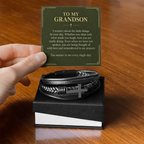 To My Grandson Cross Bracelet – "Every Single Day" Message Card & Gift Box, Christian Gift for Grandson